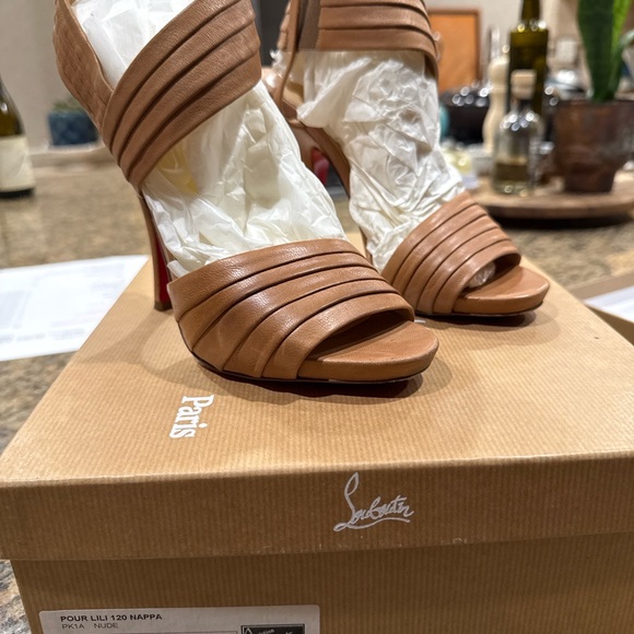 Christian Louboutin Brown Strappy Heels - Picture 1 of 7